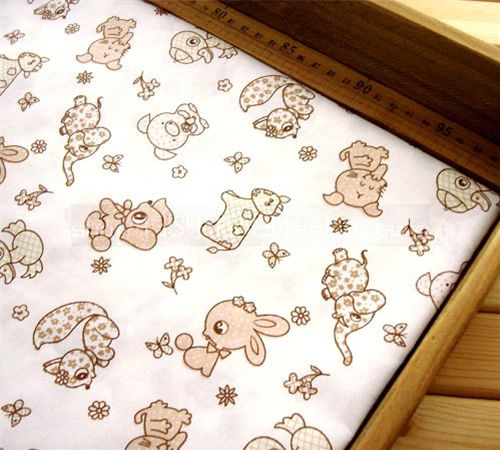 white animals fabric squirrel bunny dog kawaii 0.5m Tela