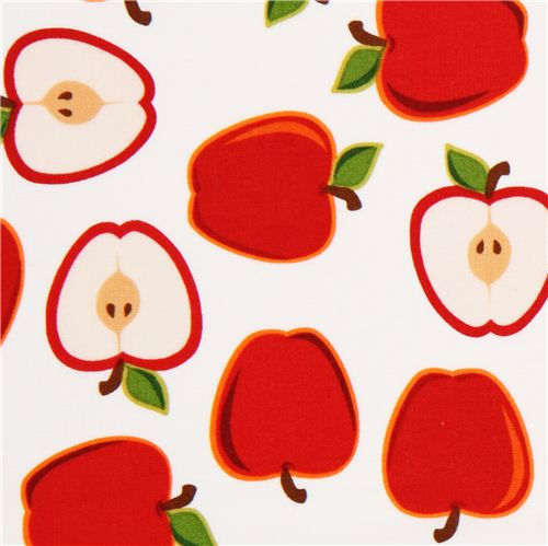 Tissu américain Robert Kaufman blanc avec des pommes Tissu