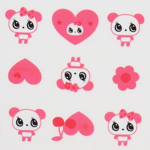 white big panda fabric with rosa hearts Japan 1
