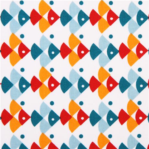 Tissu bio Birch Angel Fish blanc avec des poissons Tissu
