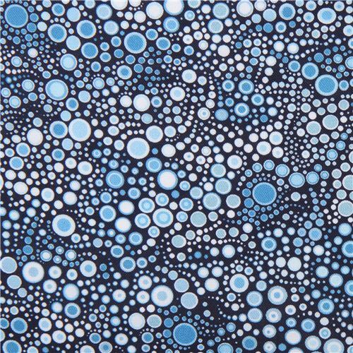 Stoff mit blauen und weißen Punkten und Kreisen von Robert Kaufman Stoff