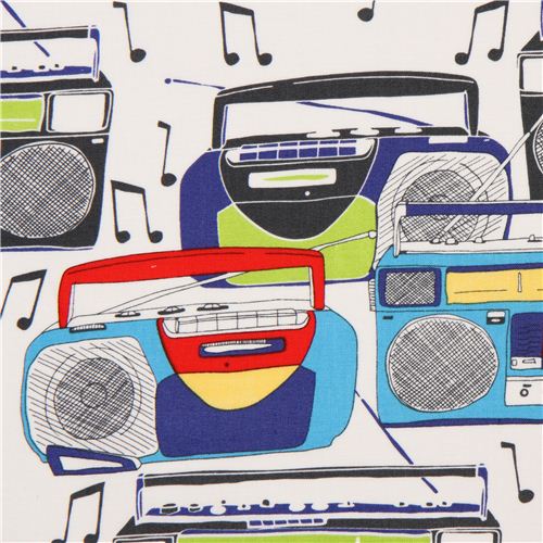 weißer Ghettoblaster Stoff von Timeless Treasures Stoff