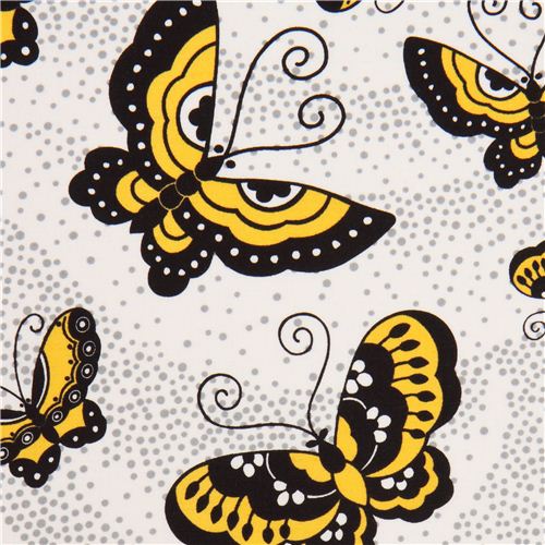 weißer Schmetterling Stoff Punkte von Robert Kaufman USA Stoff