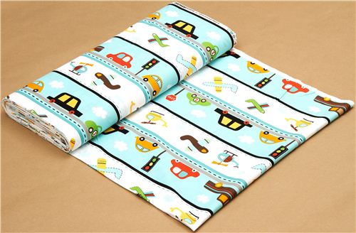 white car and airplane fabric for boys par Robert Kaufman 3