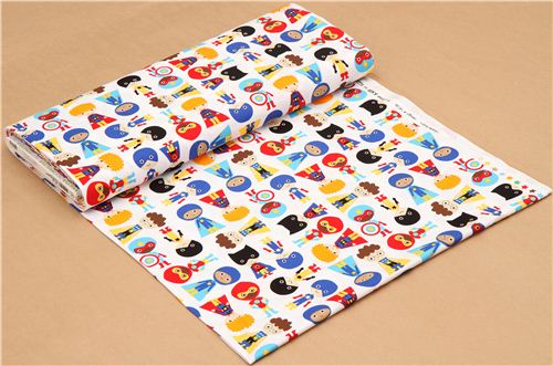 Resto de (25 x 112 cm) - Tela blanca con ni�os de superh�roes de Robert Kaufman EEUU 0