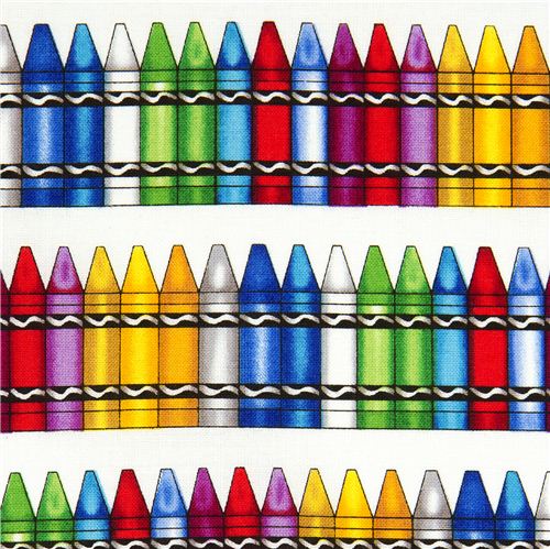 white crayons fabric by Timeless Treasures from the USA Fabric