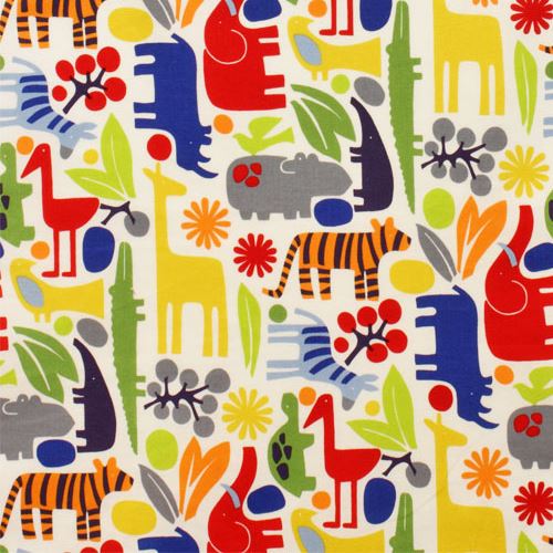 off-white cute colorful animal knit fabric Alexander Henry 2D Zoo Fabric