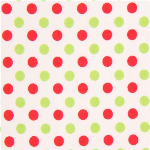 tessuto bianco pois rossi verdi maglina Riley Blake Small Dot Christmas Basics Tessuto
