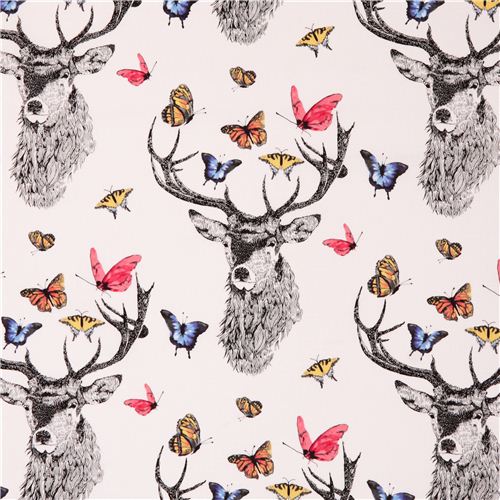 white deer butterfly fabric Dear Butterfly by Michael Miller USA Fabric