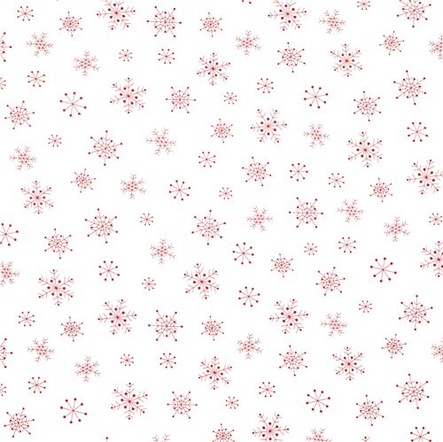 white designer Christmas fabric with red snowflakes 2