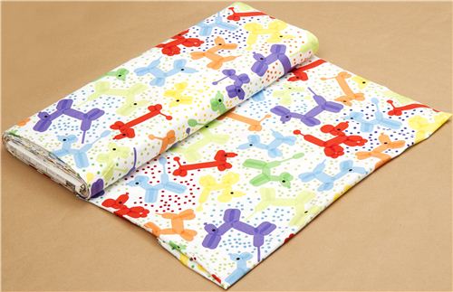 white designer fabric with balloon animals dog from the USA 3