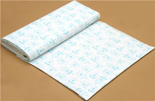 white designer fabric with birds & bird cages from the USA 3