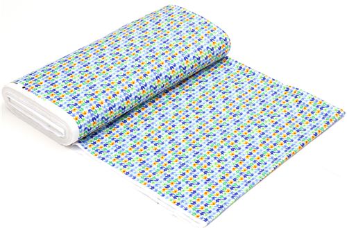 white designer flannel fabric with blue mini elephants USA 3