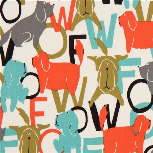 white dog animal fabric Michael Miller Woof Fabric