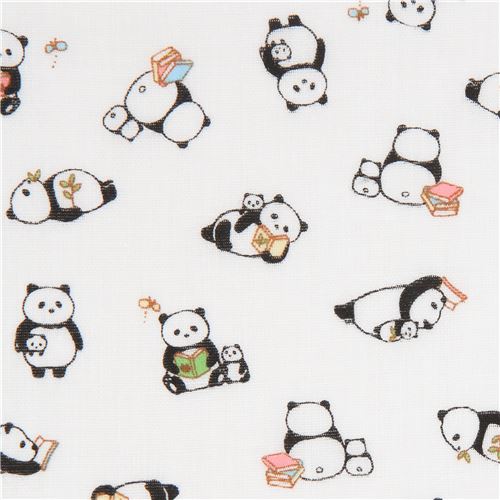 tessuto bianco doppio velo panda animali dal Giappone Tessuto