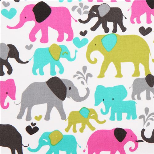 white elephant fabric by Michael Miller from the USA pink Fabric
