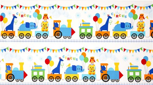 white fabric circus animals in locomotive Realizzato da Robert Kaufman 3