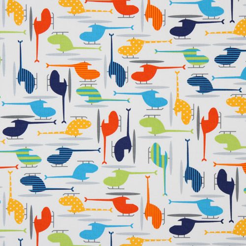 white fabric colourful helicopter Realizzato da Robert Kaufman 2