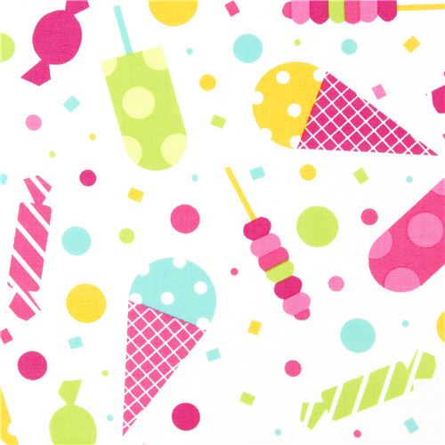 white fabric ice cream cone & sweets de Robert Kaufman 1