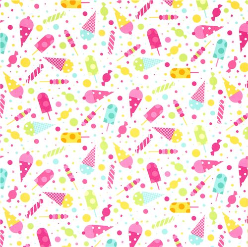 white fabric ice cream cone & sweets de Robert Kaufman 2