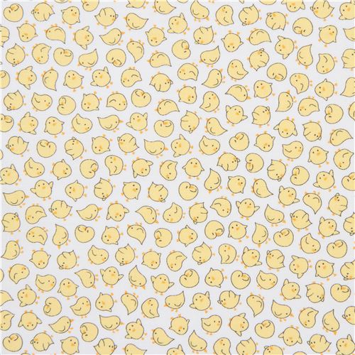 white fabric with baby chick bird animal Quilting Treasures  2