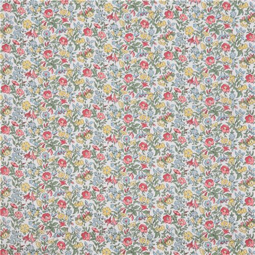 Rimanenza di (23 x 110 cm) - tessuto bianco fiori colorati giardino Liberty Fabrics 3