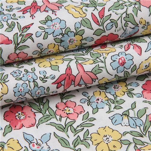 Rimanenza di (23 x 110 cm) - tessuto bianco fiori colorati giardino Liberty Fabrics 4