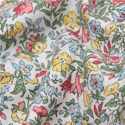 Rimanenza di (23 x 110 cm) - tessuto bianco fiori colorati giardino Liberty Fabrics 5