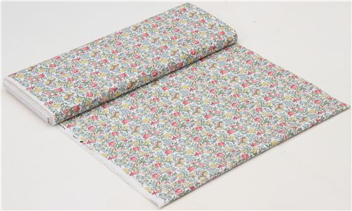 Rimanenza di (23 x 110 cm) - tessuto bianco fiori colorati giardino Liberty Fabrics 6