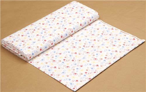 white fabric with colourful balls of wool de Robert Kaufman 3