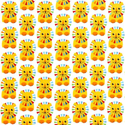 white fabric with colourful circus lions par Robert Kaufman 2
