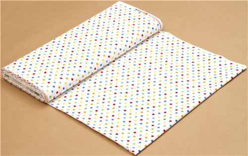 white fabric with colourful polka dots de Robert Kaufman 3