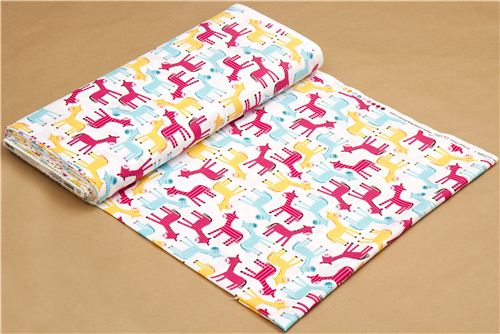 white fabric with dotted horses de Robert Kaufman USA 3