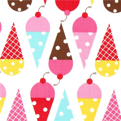 white fabric with ice cream cone Realizzato da Robert Kaufman 1