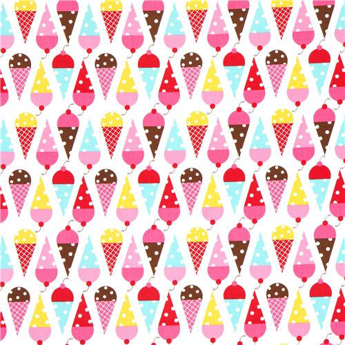 white fabric with ice cream cone Realizzato da Robert Kaufman 2