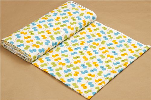 white fabric with yellow and green chicks by Robert Kaufman 3