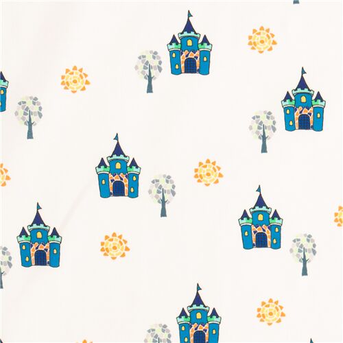Tissu blanc labyrinthe arbre soleil motifs géométriques château Tissu