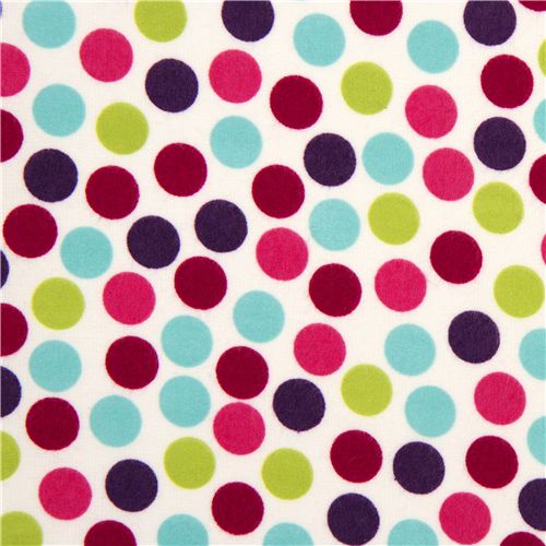 white flannel fabric colourful dots Realizzato da Robert Kaufman 2