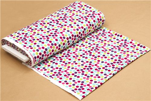 white flannel fabric colourful dots Realizzato da Robert Kaufman 3