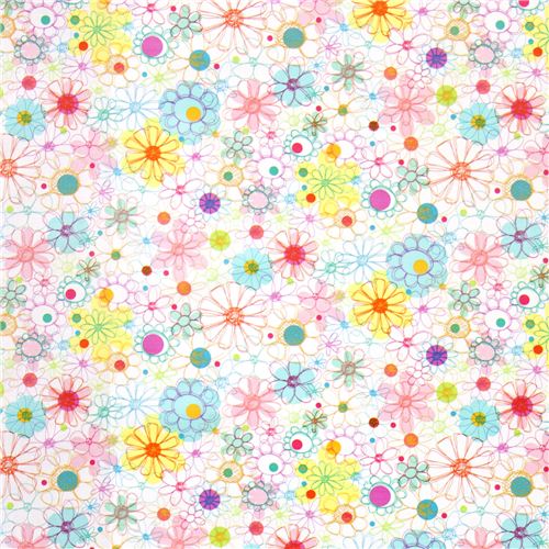 white flower laminate designer fabric daisy USA 2