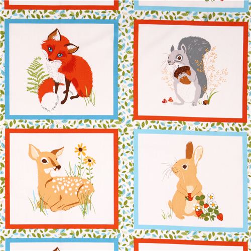 weier Wald Tier Paneel Stoff 'Forest Fellows' von Robert Kaufman USA Stoff