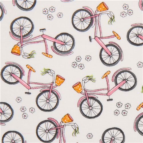 weißer Mädchen Fahrrad Stoff von Timeless Treasures Stoff