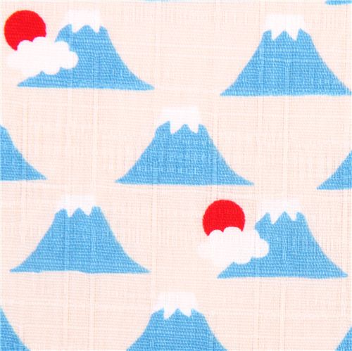white-grey structured mountain Mt Fuji fabric Cosmo Japan Fabric
