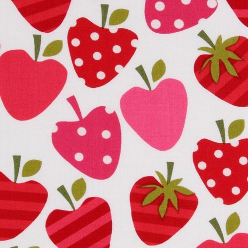 weisser Herz-Erdbeeren Stoff von Robert Kaufman Stoff
