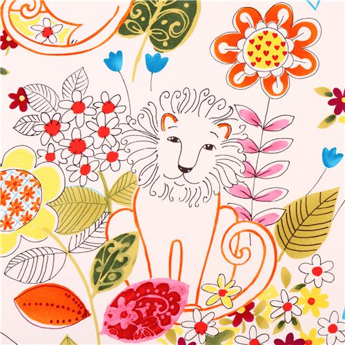 Tissu Oxford Alexander Henry Home Decor pais blanc, lions Tissu