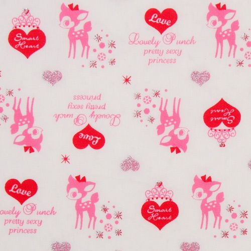 white kawaii Bambi fabric with glitter from Japan 1