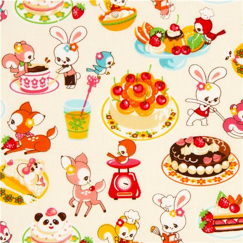 white kawaii fabric desserts animals par Cosmo du Japon1