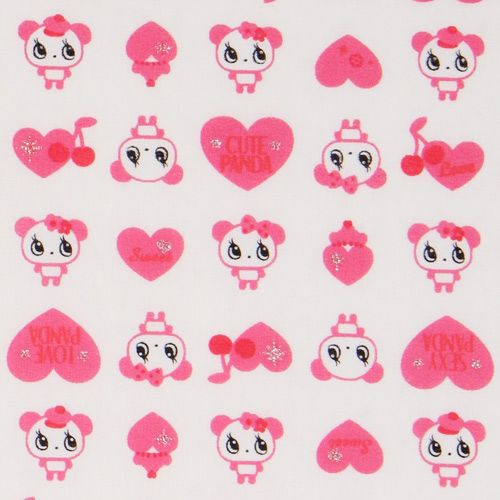 white kawaii panda fabric with rosa hearts Japan 1