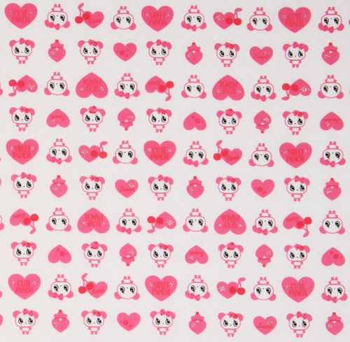 white kawaii panda fabric with rosa hearts Japan 2