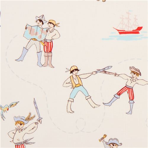 white maritime pirate fabric by Michael Miller USA Fabric